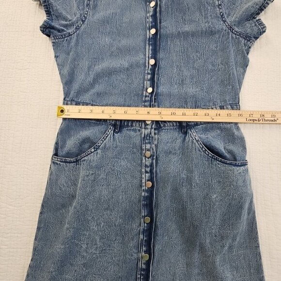 J Gee Chambray Denim Shirt Dress Women's Medium Blue Western Boho Y2K NWT Snaps - Picture 3 of 13
